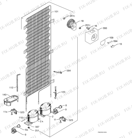 Взрыв-схема холодильника Electrolux ERO2922 - Схема узла Cooling system 017