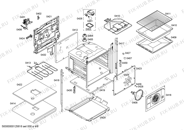 Взрыв-схема плиты (духовки) Bosch HSN651021E - Схема узла 04