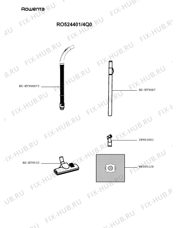 Взрыв-схема пылесоса Rowenta RO524401/4Q0 - Схема узла XP004643.7P2