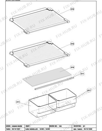 Схема №1 BEKO CCH 4860 HCA INOX (6135483082) с изображением Корпусная деталь для холодильной камеры Beko 4079480800