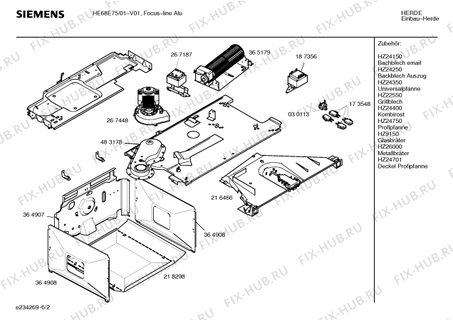 Взрыв-схема плиты (духовки) Siemens HE68E75 - Схема узла 02