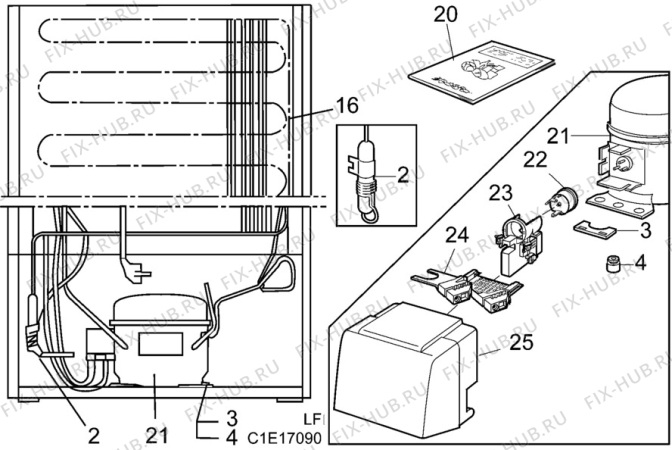 Взрыв-схема холодильника Zanussi ZV320P - Схема узла C10 Cold, users manual