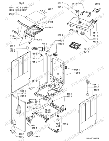 Схема №1 AWE 5125 с изображением Блок управления для стиральной машины Whirlpool 481010442671