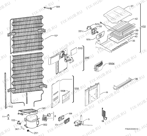 Взрыв-схема холодильника Aeg QRT4650X - Схема узла Cooling system 017