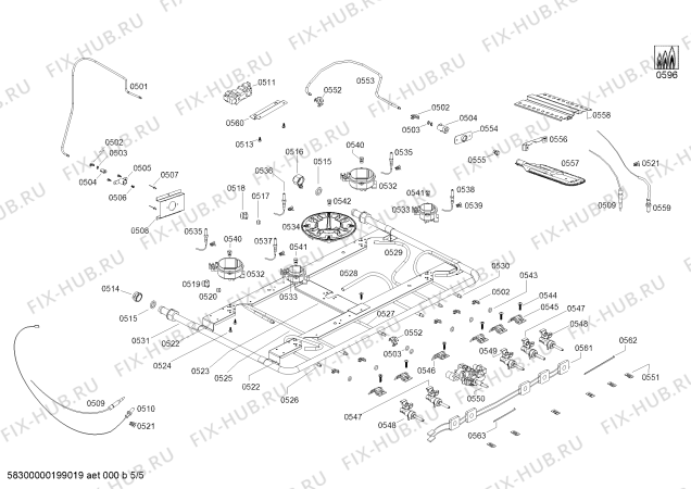 Взрыв-схема плиты (духовки) Bosch HSK45I34SC COCINA A GAS PRO549 IX BOSCH - Схема узла 05