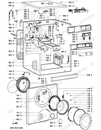 Схема №1 WAL 10986-NORDIC с изображением Блок управления для стиральной машины Whirlpool 481223958011