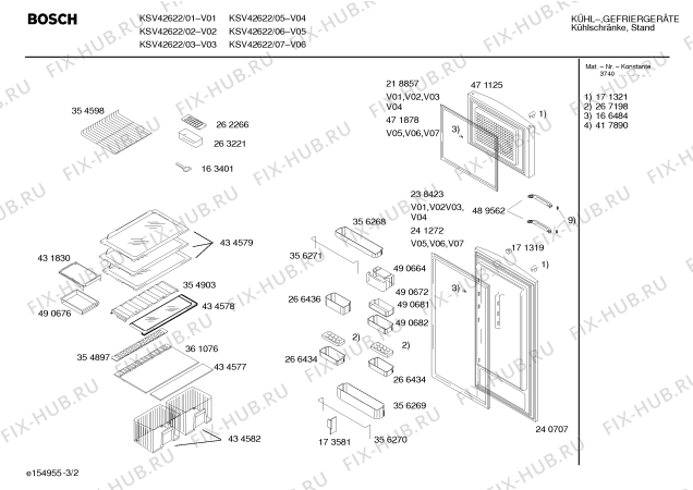 Схема №2 KSU40621 с изображением Стеклянная полка для холодильной камеры Bosch 00434579