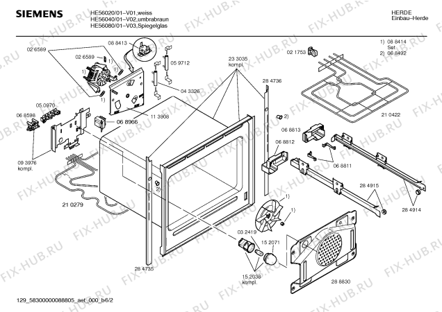Схема №1 HE56080 с изображением Инструкция по эксплуатации для плиты (духовки) Siemens 00518207