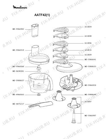 Взрыв-схема кухонного комбайна Moulinex AATF42(1) - Схема узла SP000402.4P2