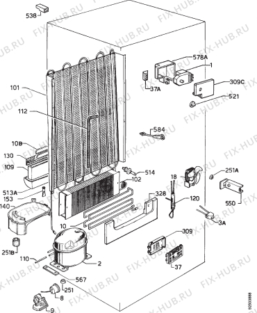 Взрыв-схема холодильника Zanussi ZFK62/23RF - Схема узла Cooling system 017