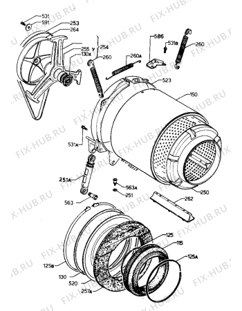 Взрыв-схема стиральной машины Zanussi ZF72.85 - Схема узла Tub and drum