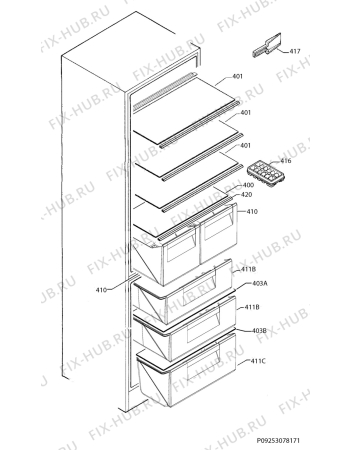 Взрыв-схема холодильника Aeg SCE51621LS - Схема узла Internal parts