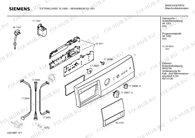 Схема №2 WH54080UK EXTRAKLASSE XL 1000 с изображением Панель управления для стиралки Siemens 00366804