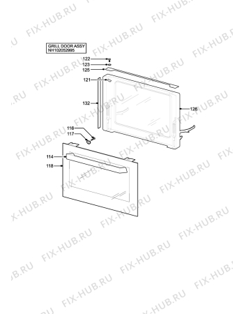 Взрыв-схема плиты (духовки) Zanussi ZHF470X - Схема узла H10 Grill door assy