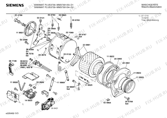 Схема №1 WM37301 SIWAMAT PLUS 3730 с изображением Панель для стиралки Siemens 00271078