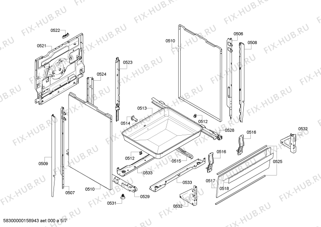 Взрыв-схема плиты (духовки) Bosch HCE644650R - Схема узла 05