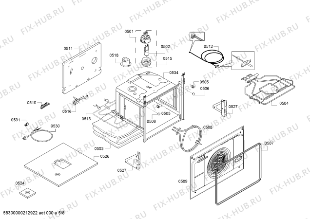 Взрыв-схема плиты (духовки) Bosch HKN39A050W - Схема узла 05