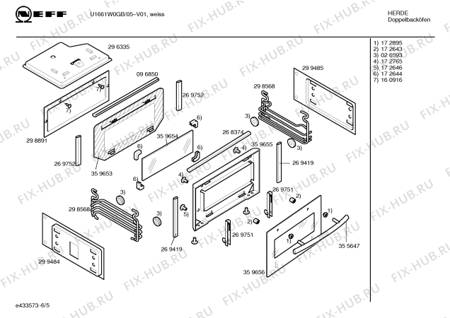 Схема №1 U1661N0GB с изображением Инструкция по эксплуатации для духового шкафа Bosch 00526876