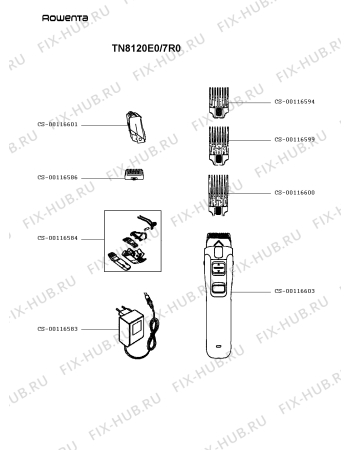 Схема №1 TN8110D4/7R0 с изображением Элемент корпуса для электрофена Rowenta CS-00116600