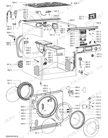 Схема №1 AWOC 0614 с изображением Блок управления для стиралки Whirlpool 481010526720