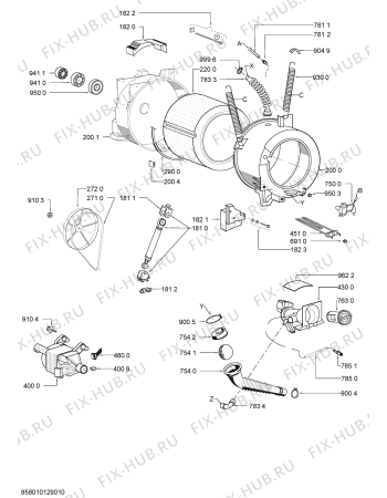 Схема №1 FL 5101 с изображением Бак (полубак) для стиралки Whirlpool 481075020272