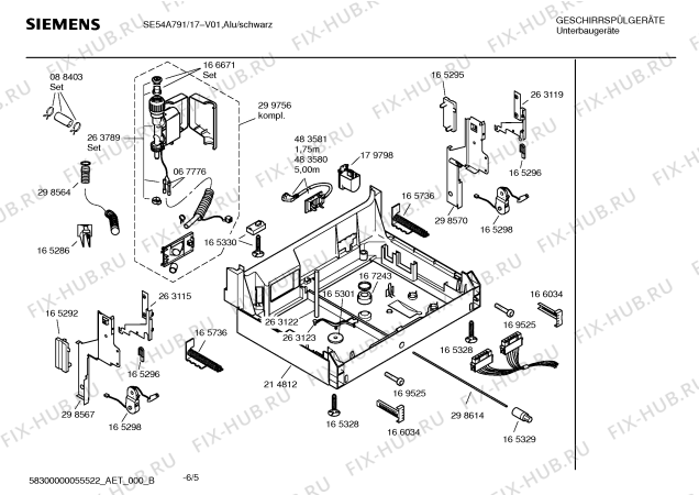 Взрыв-схема посудомоечной машины Siemens SE54A791 - Схема узла 05
