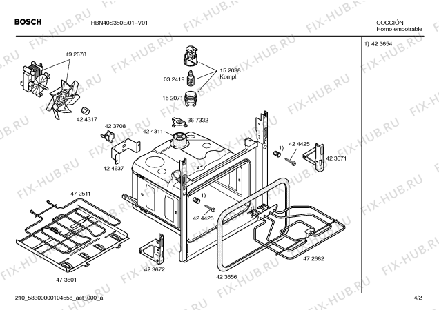 Взрыв-схема плиты (духовки) Bosch HBN40S350E Horno bosch indep.multif.inox s/reloj - Схема узла 02