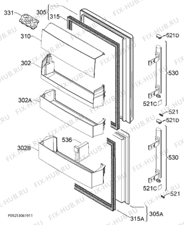Взрыв-схема холодильника Rex Electrolux RN3453OOX - Схема узла Door 003