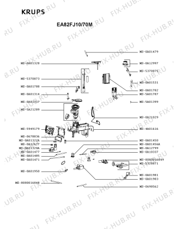 Взрыв-схема кофеварки (кофемашины) Krups EA82FJ10/70M - Схема узла KP005913.2P2