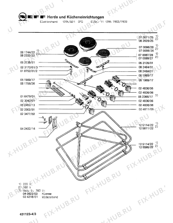 Взрыв-схема плиты (духовки) Neff 1113947902 1394/821OFG - Схема узла 03