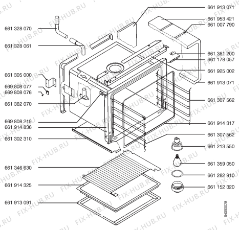 Взрыв-схема плиты (духовки) Aeg 511E-B - Схема узла Section 2