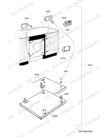 Схема №3 AWG 308 с изображением Шуруп для стиралки Whirlpool 481221458106