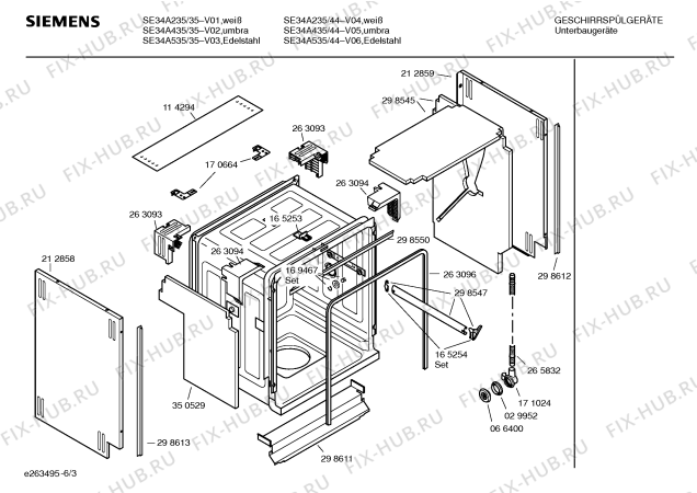Взрыв-схема посудомоечной машины Siemens SE34A235 - Схема узла 03