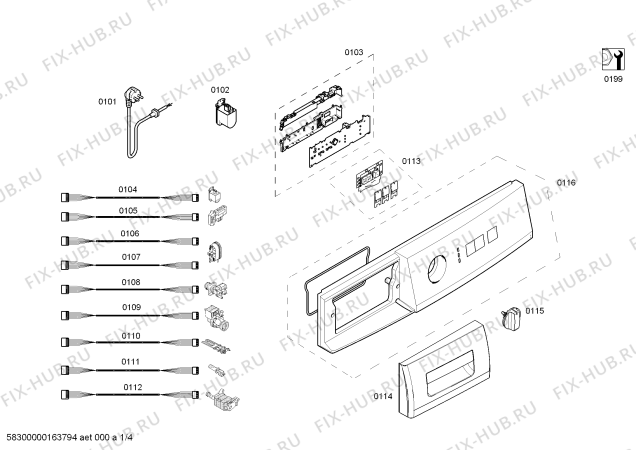Схема №3 WM14A163 iQ 100 с изображением Панель управления для стиралки Siemens 00708032