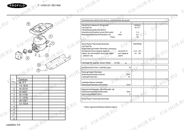 Взрыв-схема холодильника Profilo T-12591 - Схема узла 03