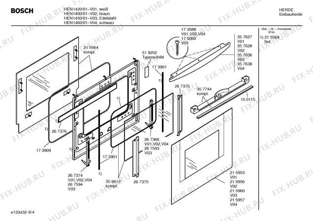 Схема №5 HEN1450 с изображением Панель управления для духового шкафа Bosch 00358421