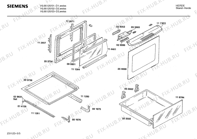 Взрыв-схема плиты (духовки) Siemens HL66120 - Схема узла 05