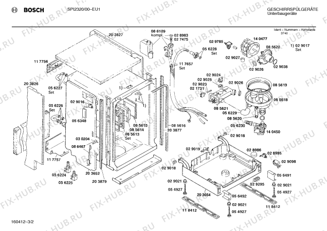 Взрыв-схема посудомоечной машины Bosch SPI2320 - Схема узла 02