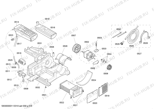 Взрыв-схема сушильной машины Bosch WTE84300FF - Схема узла 05