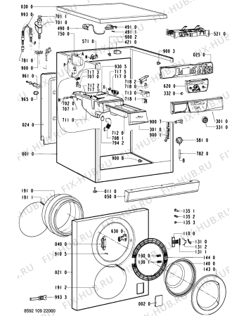 Схема №1 AWO 9161 с изображением Обшивка для стиральной машины Whirlpool 481245215253