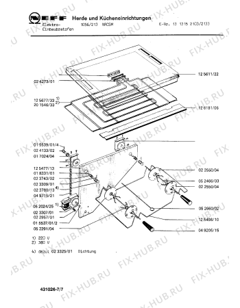 Взрыв-схема плиты (духовки) Neff 1313152103 1056/213NRCSM - Схема узла 07