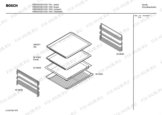 Схема №1 HBN3542EU с изображением Инструкция по эксплуатации для плиты (духовки) Bosch 00584199