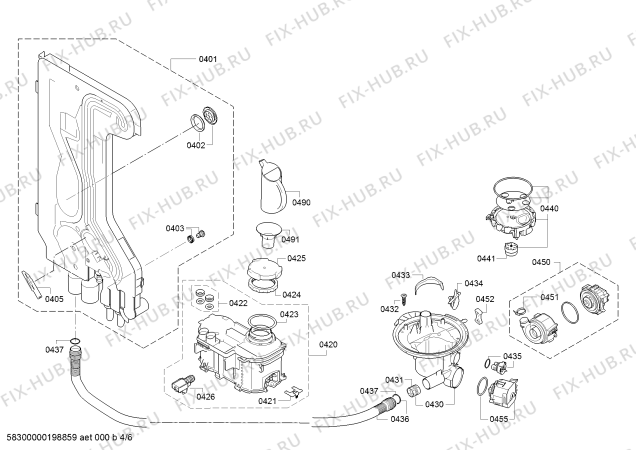 Взрыв-схема посудомоечной машины Bosch SMI25AS00E SilencePlus - Схема узла 04