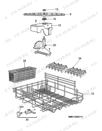 Взрыв-схема посудомоечной машины Electrolux ESF237 - Схема узла W20 Baskets