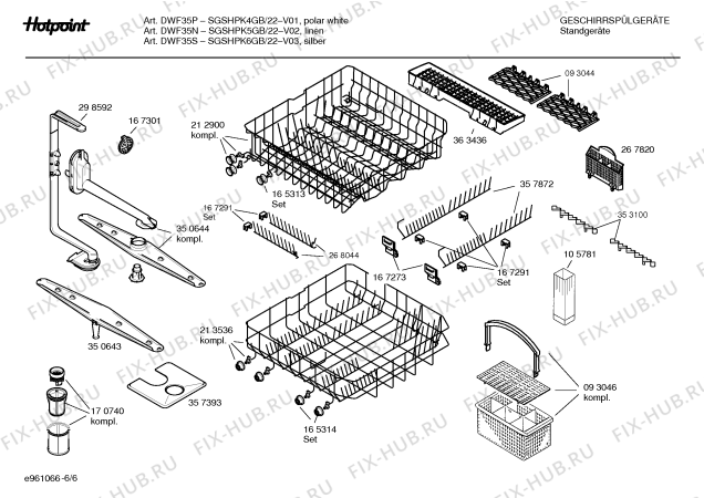 Взрыв-схема посудомоечной машины Hotpoint SGSHPK4GB DWF35P - Схема узла 06