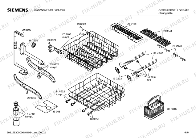 Взрыв-схема посудомоечной машины Siemens SE25M250FF - Схема узла 06