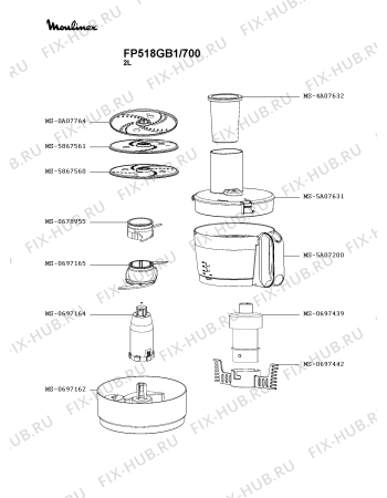 Взрыв-схема кухонного комбайна Moulinex FP518GB1/700 - Схема узла BP003932.3P2