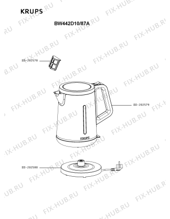 Схема №1 BW442D50/87A с изображением Микрофильтр для чайника (термопота) Krups SS-202578