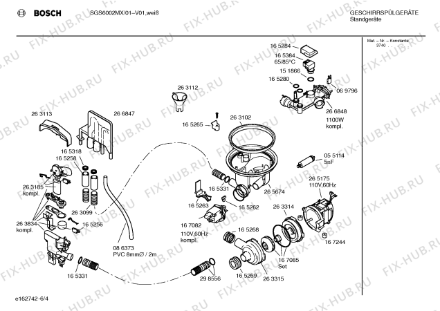 Взрыв-схема посудомоечной машины Bosch SGS6002MX - Схема узла 04