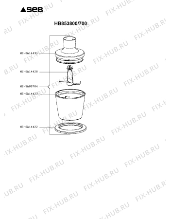 Взрыв-схема блендера (миксера) Seb HB853800/700 - Схема узла 4P004302.4P2
